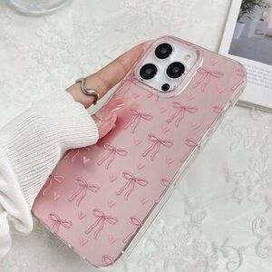 Iphone 15 phone case pink bows